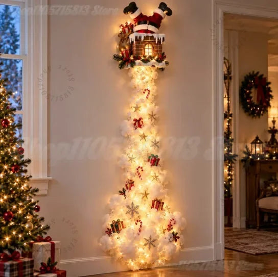 Christmas Magic Trail Wall Light-LED Glowing Christmas Scene Wall Decoration,Santa Sleigh Reindeer Hanging Decoration for Party