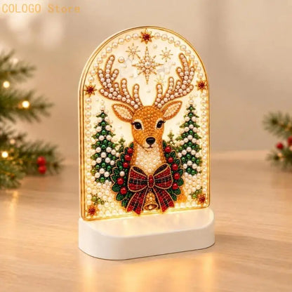 Christmas LED Acrylic Art Set with Faceted Pieces for a Handmade Indoor Display Project That Glows During Evening Use D0LD