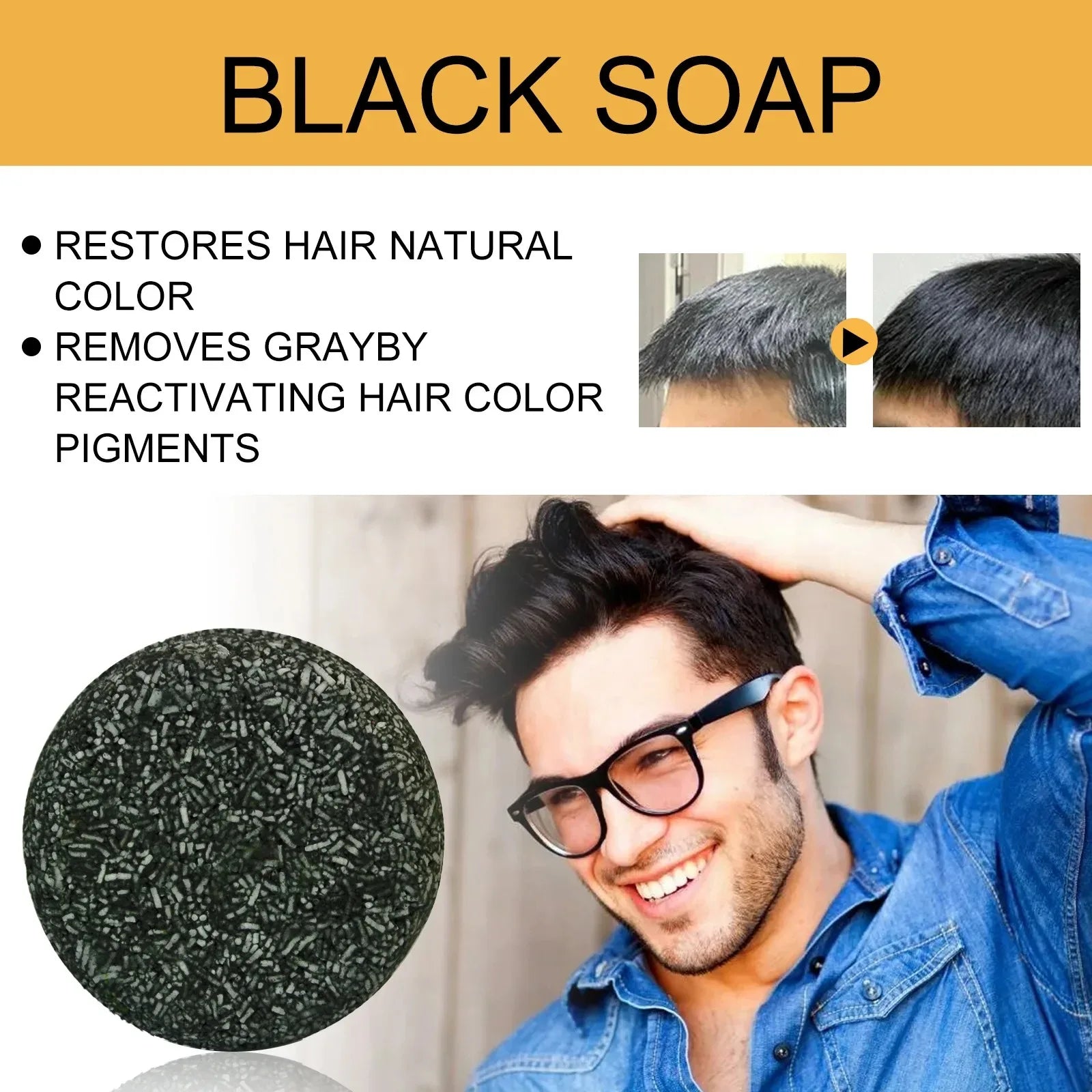 fachgo | Hair Shampoo Soap Polygonum Multiflorum Black Soap White Hair Repair Soap Hair Care Set Nourishing Anti Dandruff Hair Dye Soap