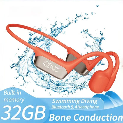 fachgo | Xiaomi Bone Conduction Earphone Wireless Open Headset Bluetooth 5.3 IPX8 Swimming Bluetooth Headphones 32GB MP3 Sports Earbuds