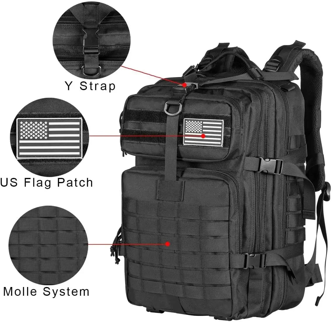 fachgo | 50L Man Tactical Backpacks Outdoor Traveling Bags Outdoor 3P School Pack EDC Molle Pack For Trekking Hunting Bag