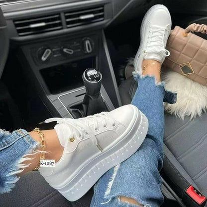 fachgo | Casual Platform Women's Shoes Flat Womens Sneakers