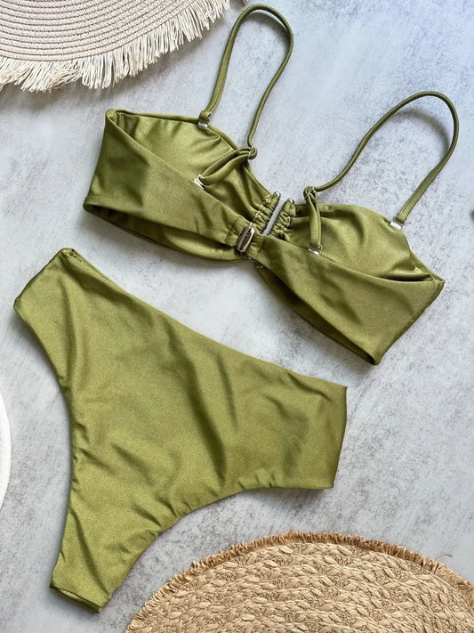 fachgo | Bandeau Push-Up Brazilian Bikini Set
