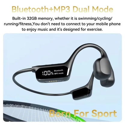 fachgo | Xiaomi Bone Conduction Earphone Wireless Open Headset Bluetooth 5.3 IPX8 Swimming Bluetooth Headphones 32GB MP3 Sports Earbuds