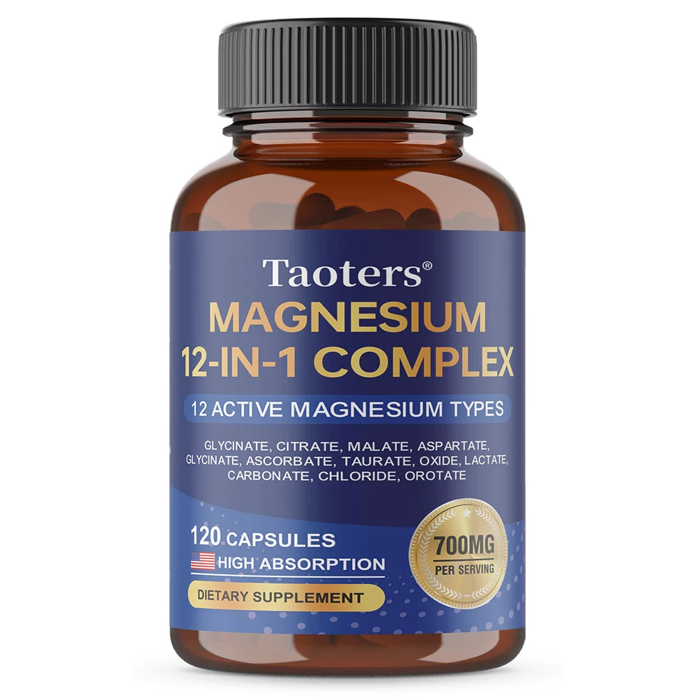 12-in-1 Magnesium Complex Supplement – High Absorption Rate, Supports Muscles, Nerves and Sleep, Suitable for Men and Women