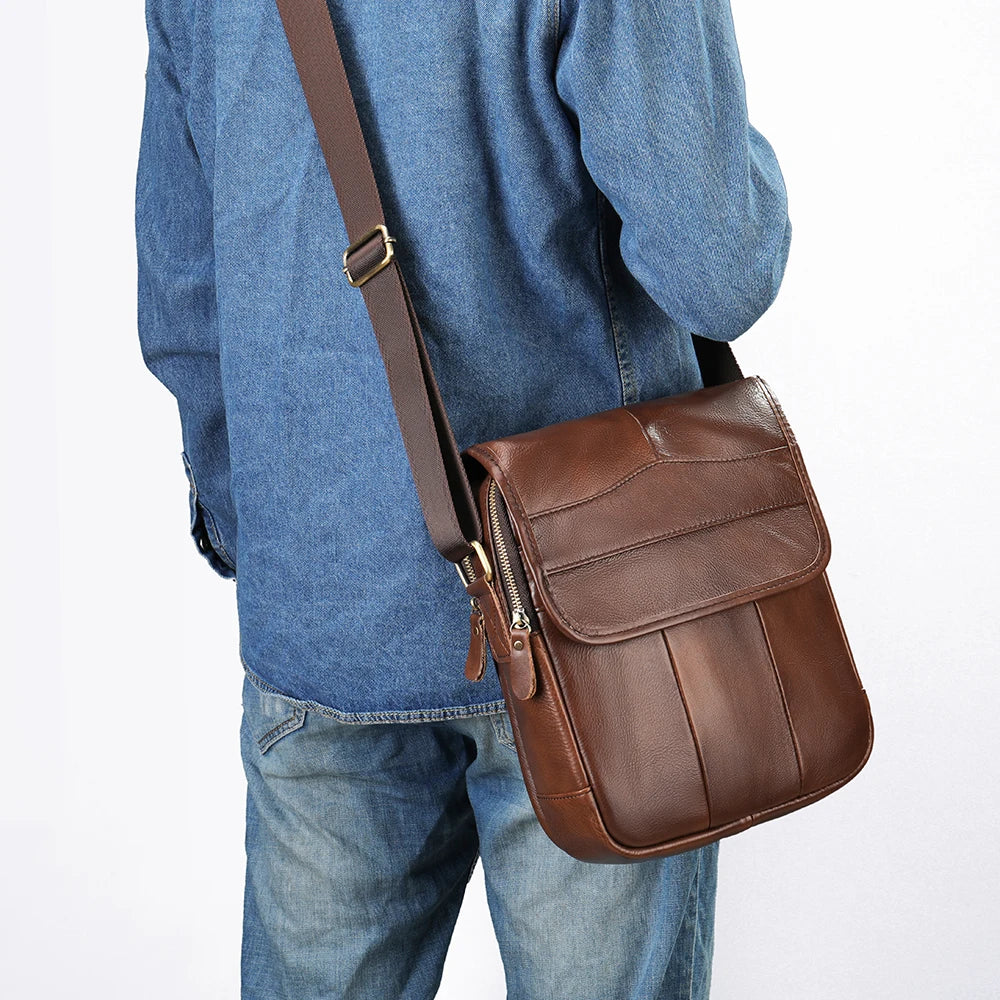 fachgo | MVA Men's Genuine Leather Bag Crossbody Bags for Men Messenger Bag Men Leather fashion Men's Shoulder Bags Male Handbags 1121