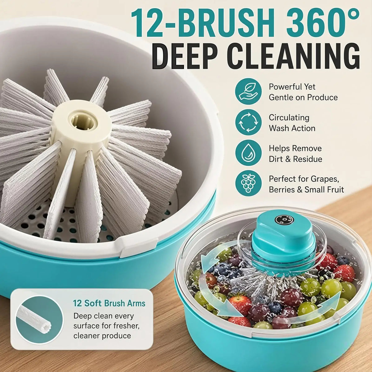 2-in-1 Electric Fruit & Vegetable Washer and Salad Spinner
