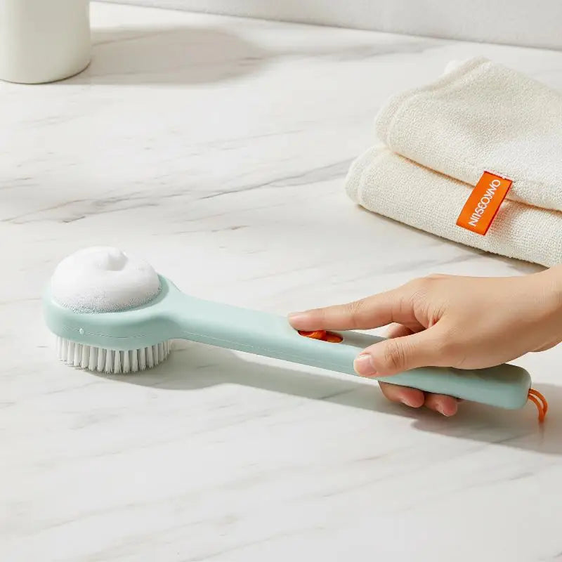 17 Inch Long Handle Bath Brush with Soap Dispenser Soft Bristles for Hard-to-Reach Back Shower Body Cleaning