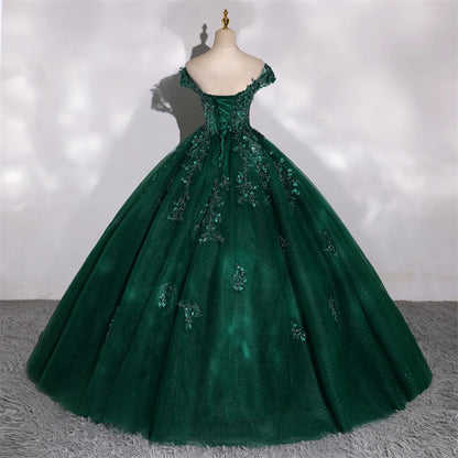 fachgo | Customized 15 Quinceanera Dresses Ball Gown Luxury Glitter Party Dresses Elegant Off Shoulder 15 Yearl Old Dress Prom Gown 2025