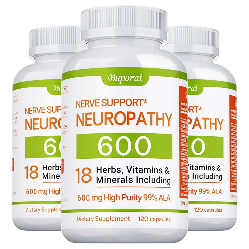 fachgo | Neuropathy Support Supplement 600mg - Antioxidant, Promotes Nerve Health, Cellular Energy, Metabolism and Anti-aging, Non-GMO