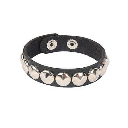fachgo | 2024 Pu Leather Studded Bracelet Choker Punk Spike Rivets Cuff Black