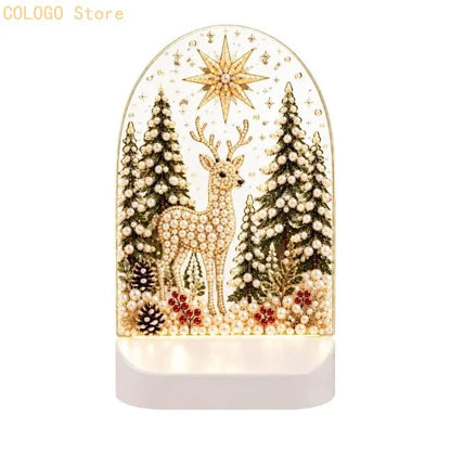 Christmas LED Acrylic Art Set with Faceted Pieces for a Handmade Indoor Display Project That Glows During Evening Use D0LD