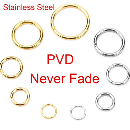 fachgo | 100pcs PVD Never Fade Stainless Steel Open Jump Rings 4 5 6 8 10 mm