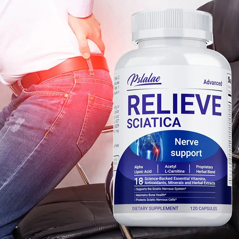 fachgo | Relieve Sciatica Capsules - Contains B Vitamins To Support Sciatic Nerve Health, Soothe Nerves, Boost Energy - 120pcs