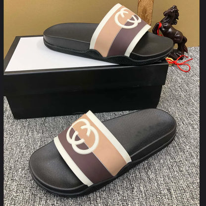 fachgo | Designer Sandal Women Men Rubber Leather Slide Sandal Dress Shoe Wedges Sandal Beach Slippers Luxury Summer Platform