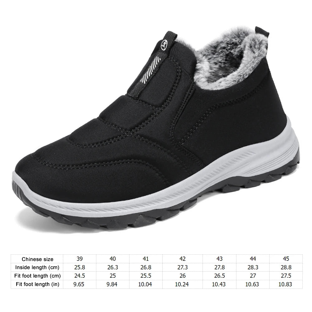 fachgo | Warm Walking Shoes Lightweight Thermal Ankle Boots Non-slip Slip On Sneakers Winter Thick Fur Shoes for Travel Hiking