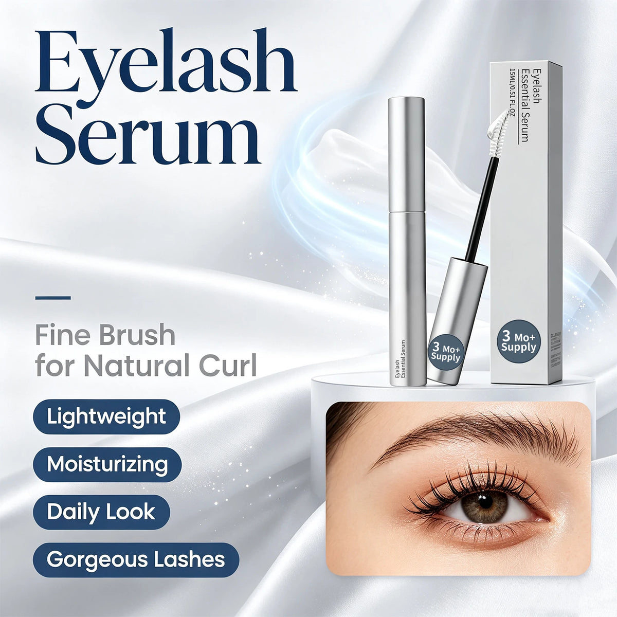 Eyelash Essential Serum 15ml Nourishing Lash Care Liquid for Natural Curl Thicker Fuller Longer Eyelashes Lash Care Products