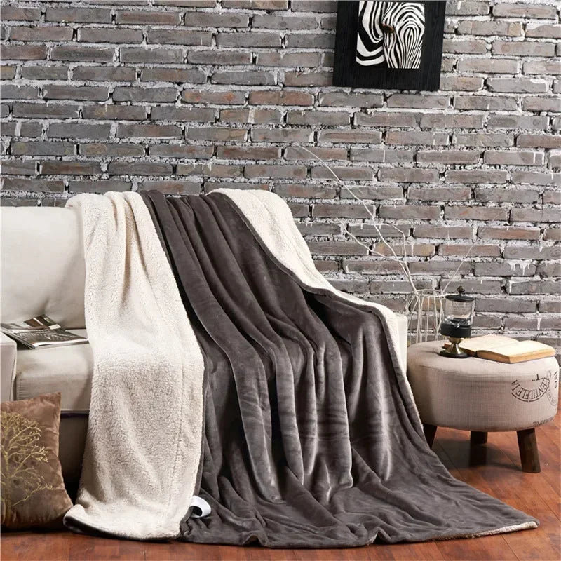 fachgo | Wool Throw Blanket Keep Warm Winter Bed Blankets Double Sided Queen Duvet Cover Camping Double Bed Cover Bedspread On The Bed