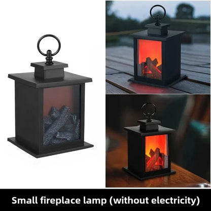 Realistic Flame LED Fireplace Log Lamp Battery and USB Operated Flameless Faux Fire Decor for Home Christmas Halloween Table