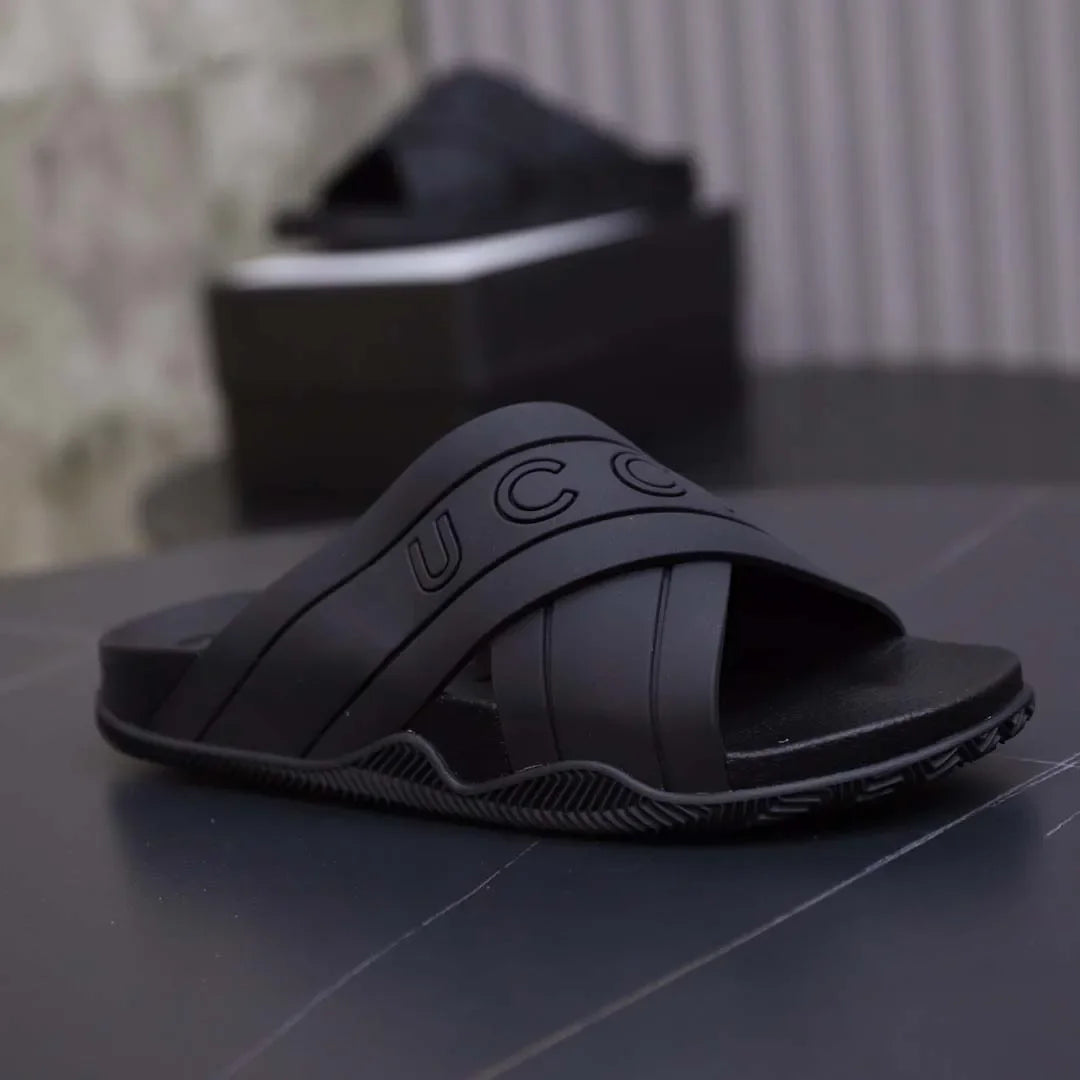 fachgo | Designer Sandal Women Men Rubber Leather Slide Sandal Dress Shoe Wedges Sandal Beach Slippers Luxury Summer Platform