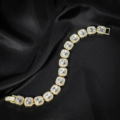 fachgo | Luxury Paved Crystal Heart 13mm Cuban Link Chain Necklace for Women Hip Hop Iced Out Round Square Tennis Chain Bracelet Jewelry