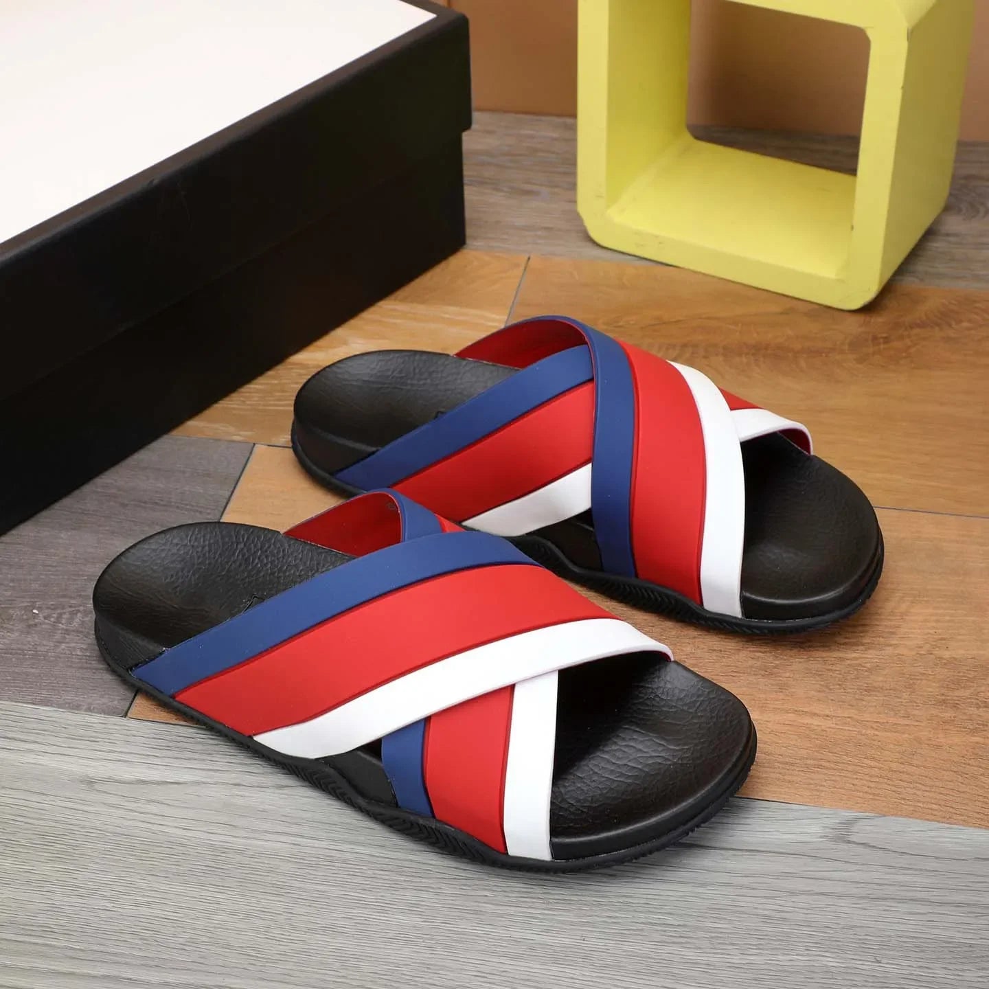 fachgo | Designer Sandal Women Men Rubber Leather Slide Sandal Dress Shoe Wedges Sandal Beach Slippers Luxury Summer Platform