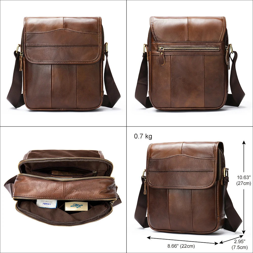 fachgo | MVA Men's Genuine Leather Bag Crossbody Bags for Men Messenger Bag Men Leather fashion Men's Shoulder Bags Male Handbags 1121