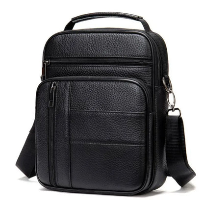 fachgo | Men's Natural Leather Handbag For Tablet Male Genuine Leather Shoulder Bag Small Men Travel Messenger Crossbody Bags Tote