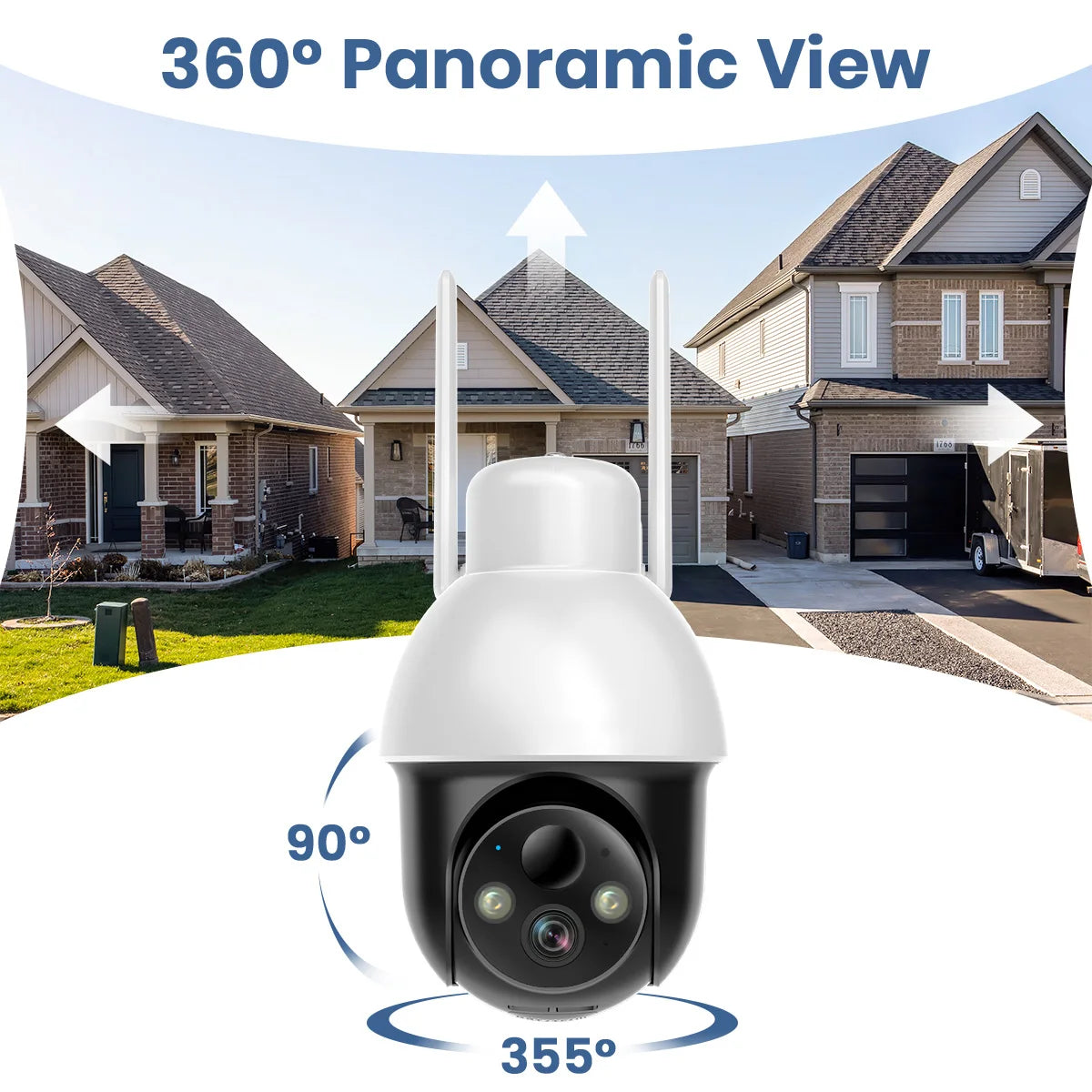 fachgo | AOSU 3MP PTZ Solar Security Camera 5000mAh Battery Wireless 2.4Ghz WIFI Camera PIR AI Detection 2-Way Audio Outdoor CCTV Camera