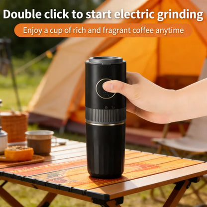 Travel-Friendly All-in-One Coffee Maker - Built-in Grinder, Handheld Espresso Machine & Mini Pour Over Cup for Home and Outdoor