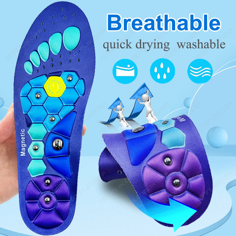 fachgo | 1 Pair Acupressure Foot Insoles for Men Women Orthopedic Gel Magnetic Shoe Inserts Magnet Technology Support Insole