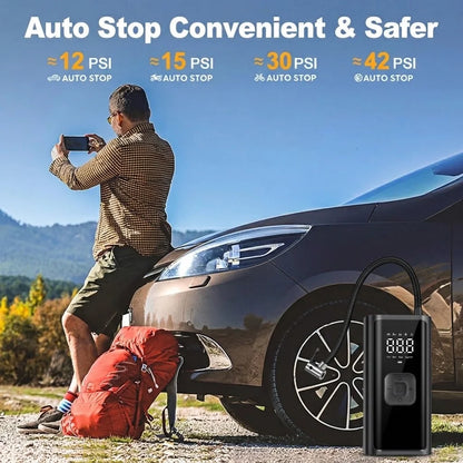 LEIBOO 150PSI Portable Air Compressor Electric Tire Inflator Wireless Air Pump Digital Pressure Gauge Car Bike Motorcycle Ball