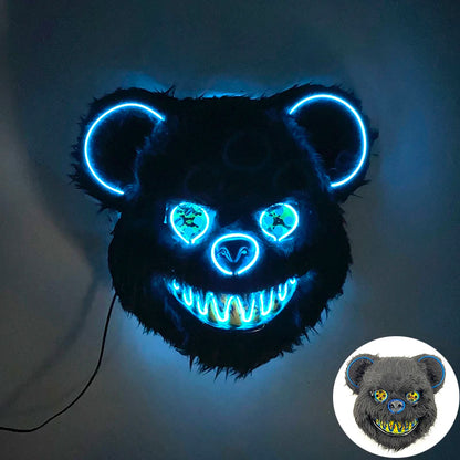 Halloween Light Up Horror Animal Mask LED Luminous Bloody Bear Mask Flashing Neon Cosplay Scary Masquerade Party Mask Supplies