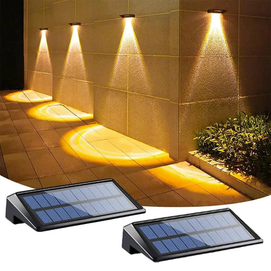 fachgo | 2 Pack Solar Wall Lights 4 LED Solar Fence Lights Outdoor Waterproof Solar Deck Lights Wall Lights for Fence Post Yard Pathway
