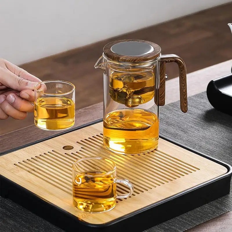 fachgo | 1 Set Glass Teapot With Infuser One Click Magnetic SwitchTea Separation Filtration Glass Tea Pot Drip-Free Spout Tea Pot