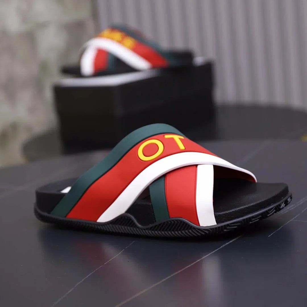 fachgo | Designer Sandal Women Men Rubber Leather Slide Sandal Dress Shoe Wedges Sandal Beach Slippers Luxury Summer Platform