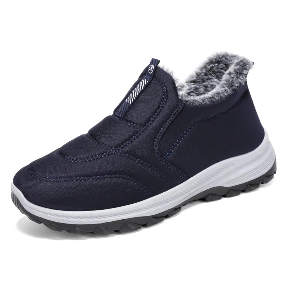 fachgo | Warm Walking Shoes Lightweight Thermal Ankle Boots Non-slip Slip On Sneakers Winter Thick Fur Shoes for Travel Hiking