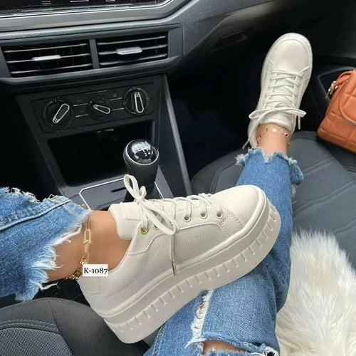 fachgo | Casual Platform Women's Shoes Flat Womens Sneakers