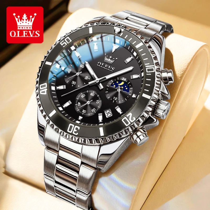 fachgo | OLEVS Moon Phase Chronograph Men’s Watch