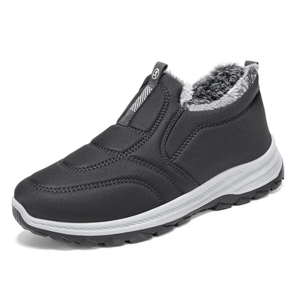 fachgo | Warm Walking Shoes Lightweight Thermal Ankle Boots Non-slip Slip On Sneakers Winter Thick Fur Shoes for Travel Hiking
