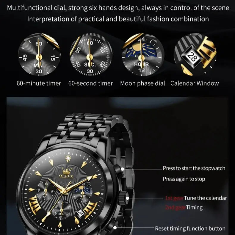 fachgo | OLEVS 2892 Moon Phase Men’s Watch