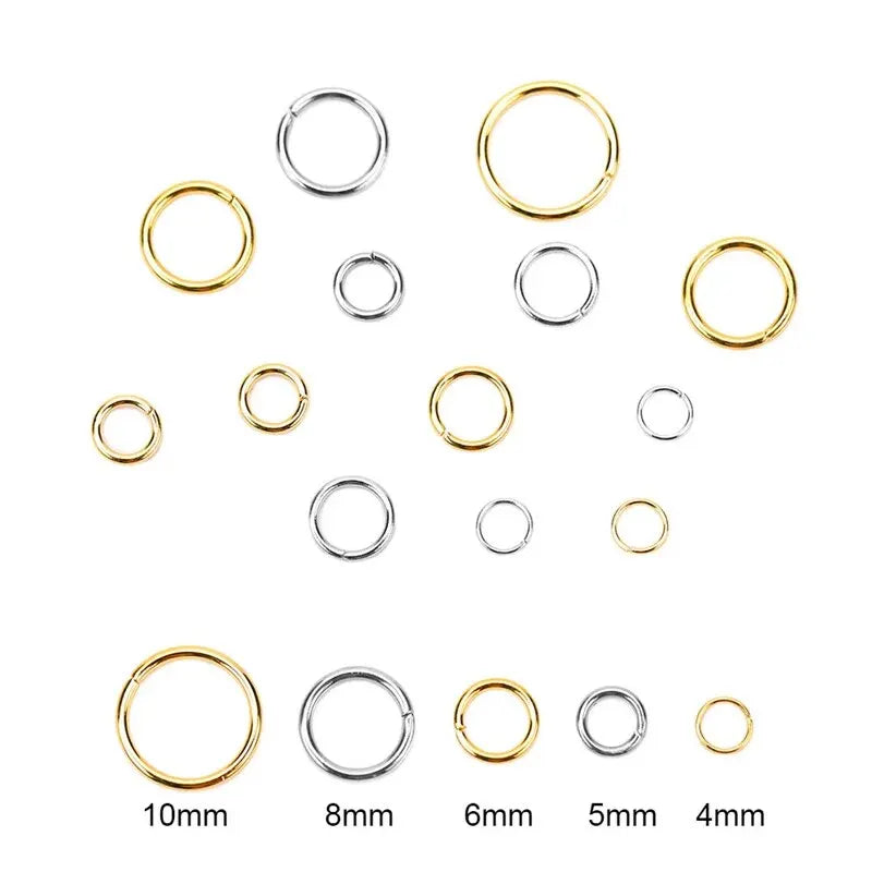 fachgo | 100pcs PVD Never Fade Stainless Steel Open Jump Rings 4 5 6 8 10 mm
