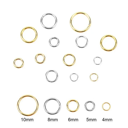 fachgo | 100pcs PVD Never Fade Stainless Steel Open Jump Rings 4 5 6 8 10 mm
