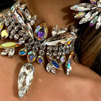 fachgo | Crystal Geometric Necklace & Earrings Set