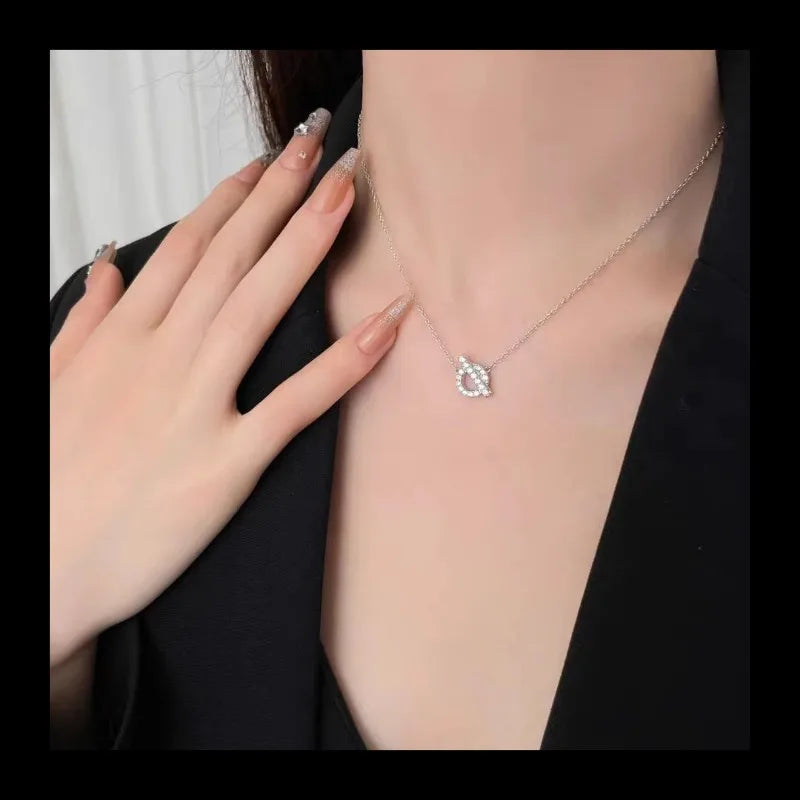 fachgo | Diamond Letter Pendant Necklace for Women