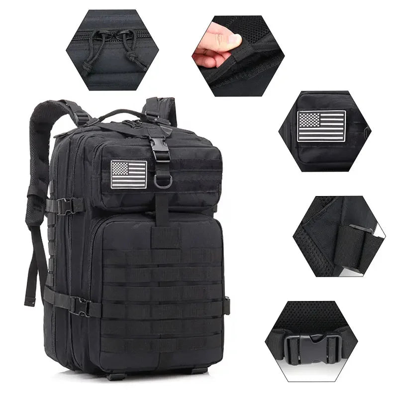 fachgo | 50L Man Tactical Backpacks Outdoor Traveling Bags Outdoor 3P School Pack EDC Molle Pack For Trekking Hunting Bag