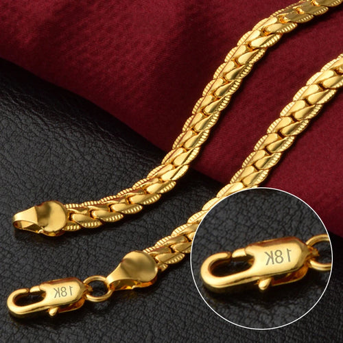 fachgo | 18K Gold/Silver Color 6mm Full Sideways Necklace 8/18/20/24 Inch Chain