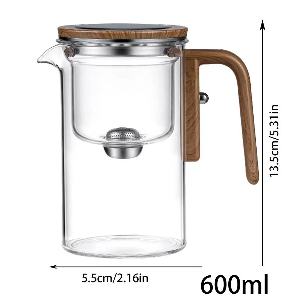 fachgo | 1 Set Glass Teapot With Infuser One Click Magnetic SwitchTea Separation Filtration Glass Tea Pot Drip-Free Spout Tea Pot