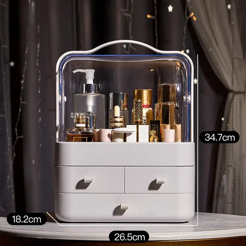 fachgo | 1pc Cosmetics Receiving Box Dust-Proof Desktop Makeup Organizer with Drawer for Skin Care Products Household Storage Box Shelf