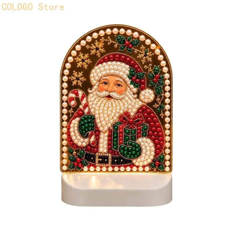 Christmas LED Acrylic Art Set with Faceted Pieces for a Handmade Indoor Display Project That Glows During Evening Use D0LD